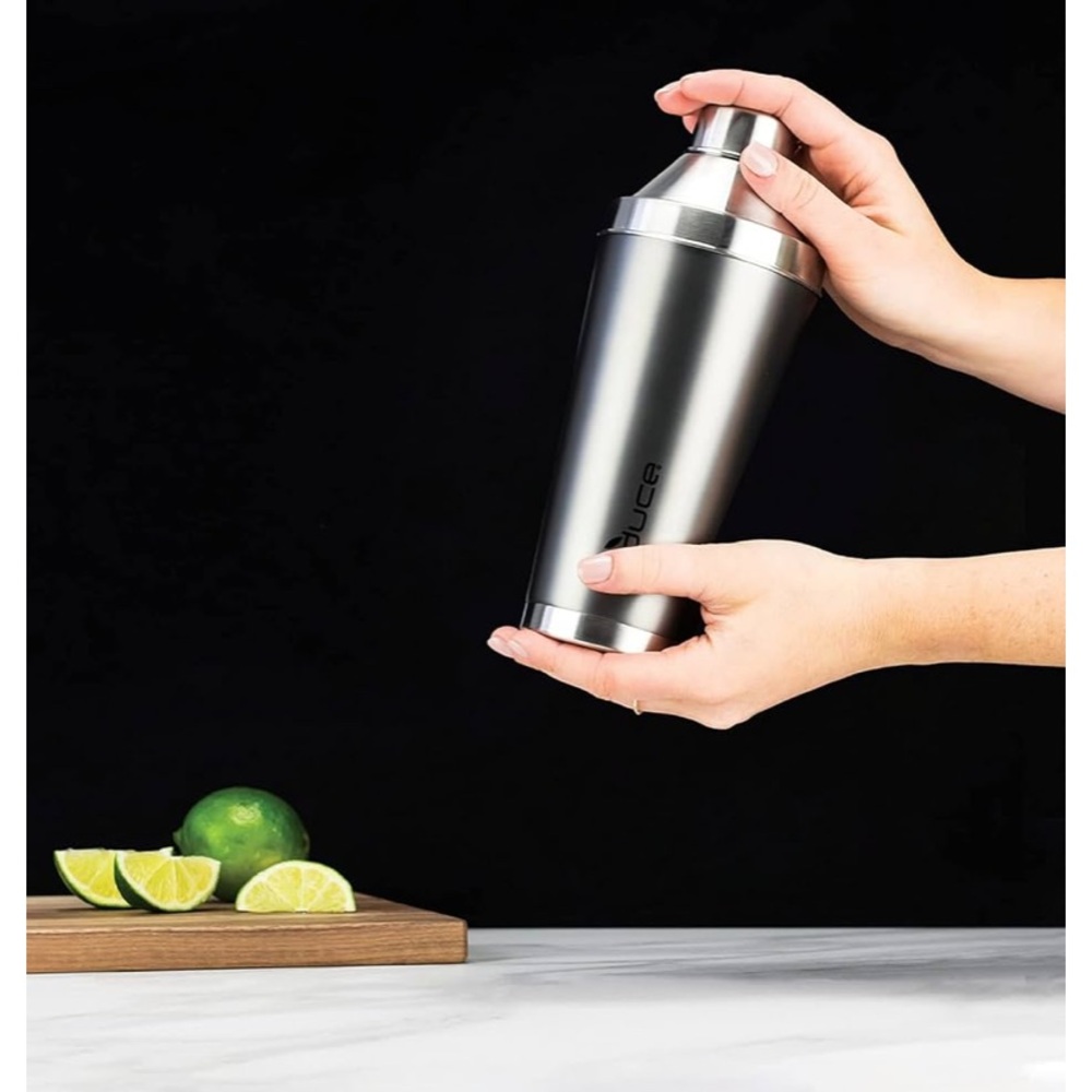 Insulated Cocktail Shaker, 20 oz Stainless Steel with Built In Strainer